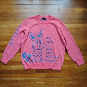 DIMEPIECE Coral Pink Some Bunny Sweater Crew Neck Long Sleeve Sz 3X XXXL Unisex
